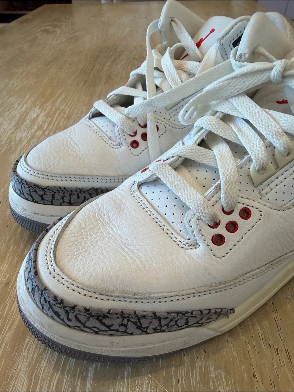 Nike Air Jordan 3 Retro Kids Sneakers - White/Black/Grey-EUC-6Y